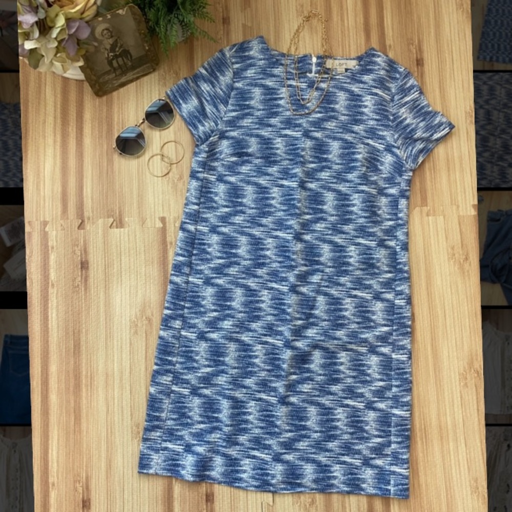 Ann Taylor LOFT Blue & White Dress sz 00 Petities